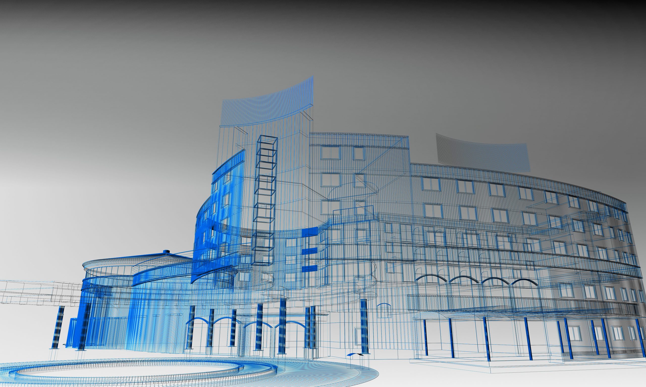 Field Text Alt text “Digital Twin of an architectural design visualized in Navisworks and managed in Viinplan