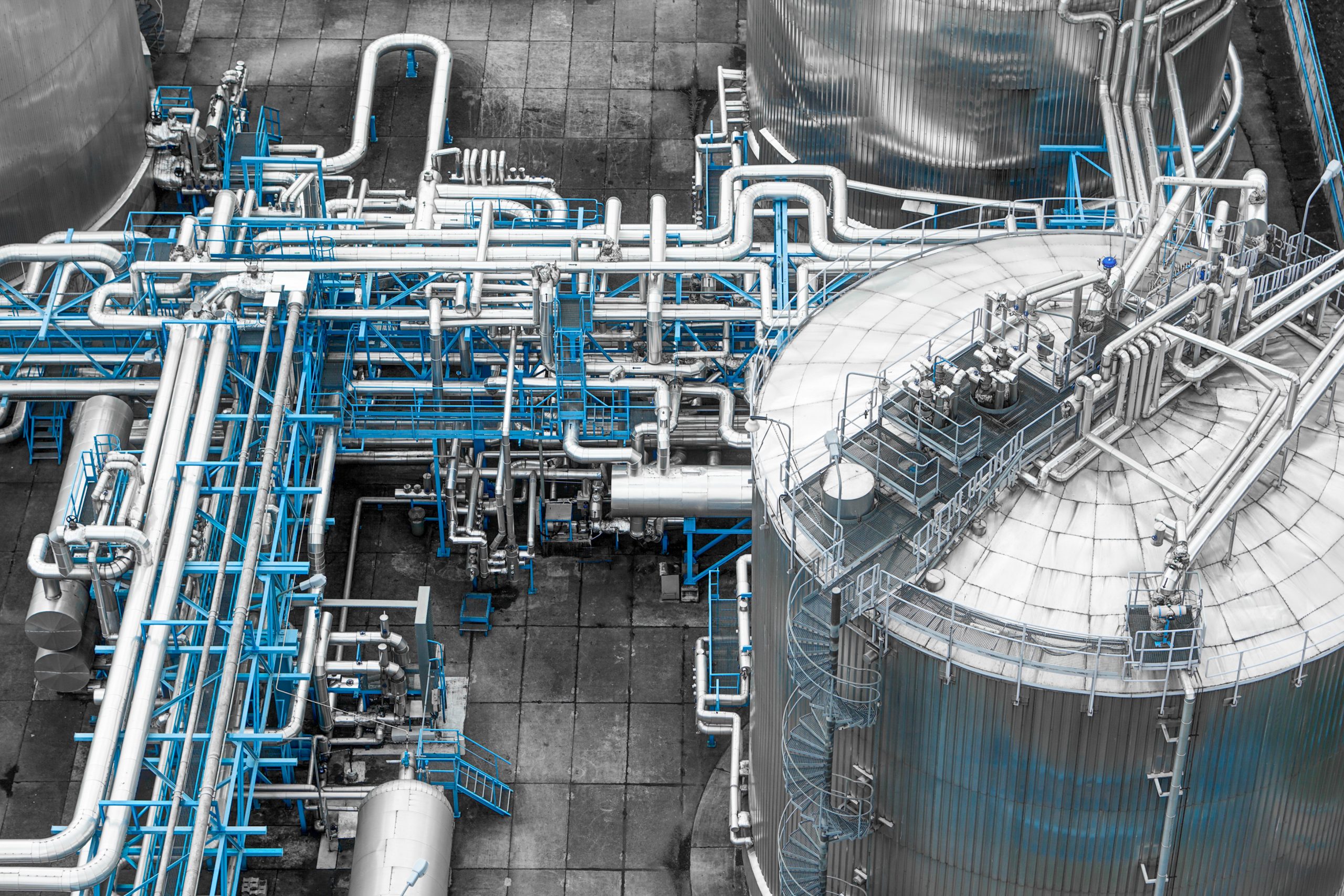 Pipe Rack view of a plant area documented with 360° panoramas using Viinplan