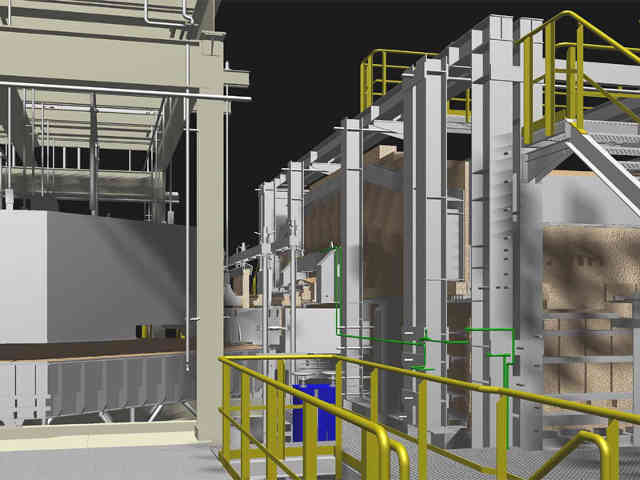 Section of an industrial plant representing Viinplan’s solutions for industrial facility management and 3D visualization.